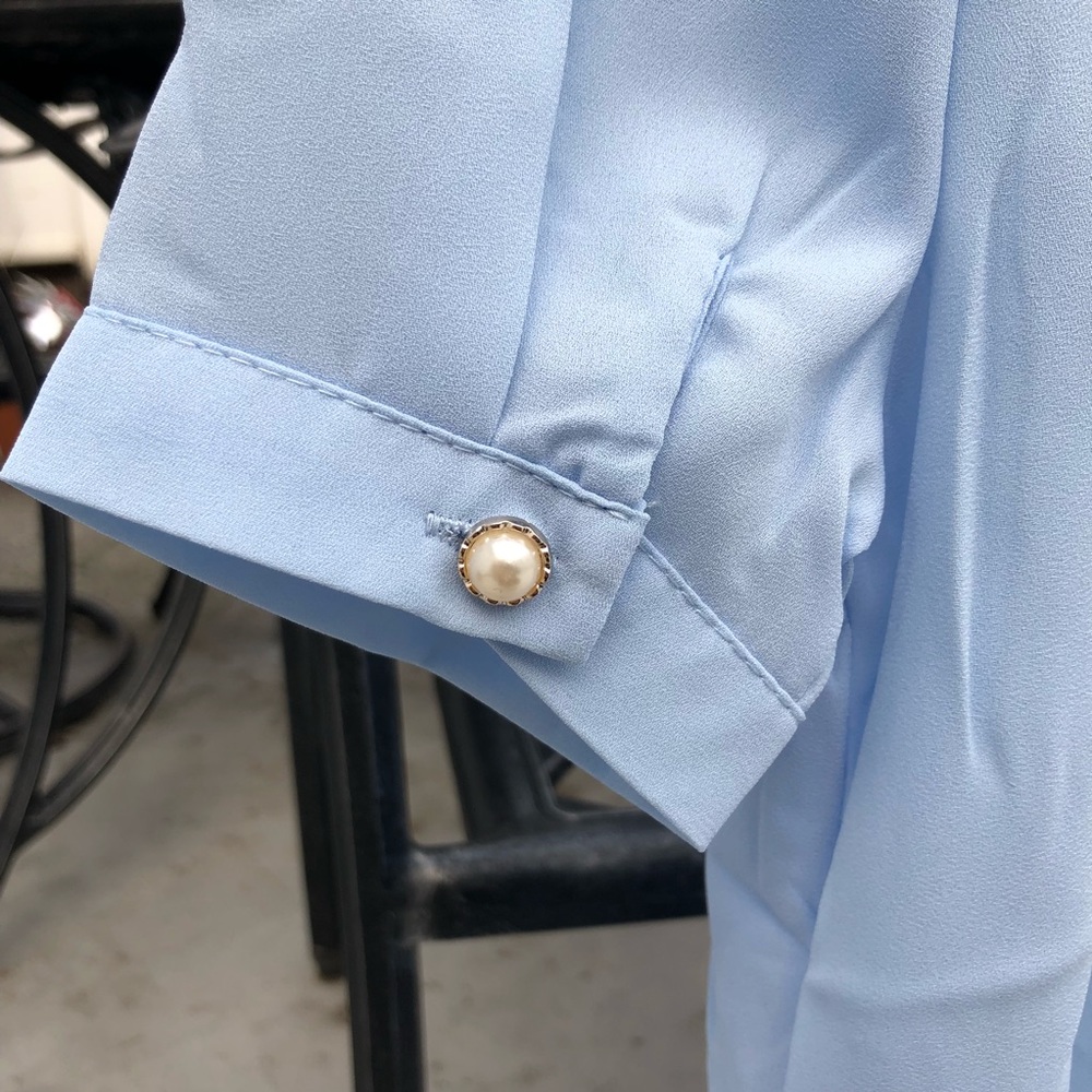 🛍NEW Women’s Blue Short Sleeve Chiffon Blouse - Picture 5 of 6